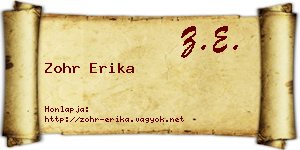 Zohr Erika névjegykártya
